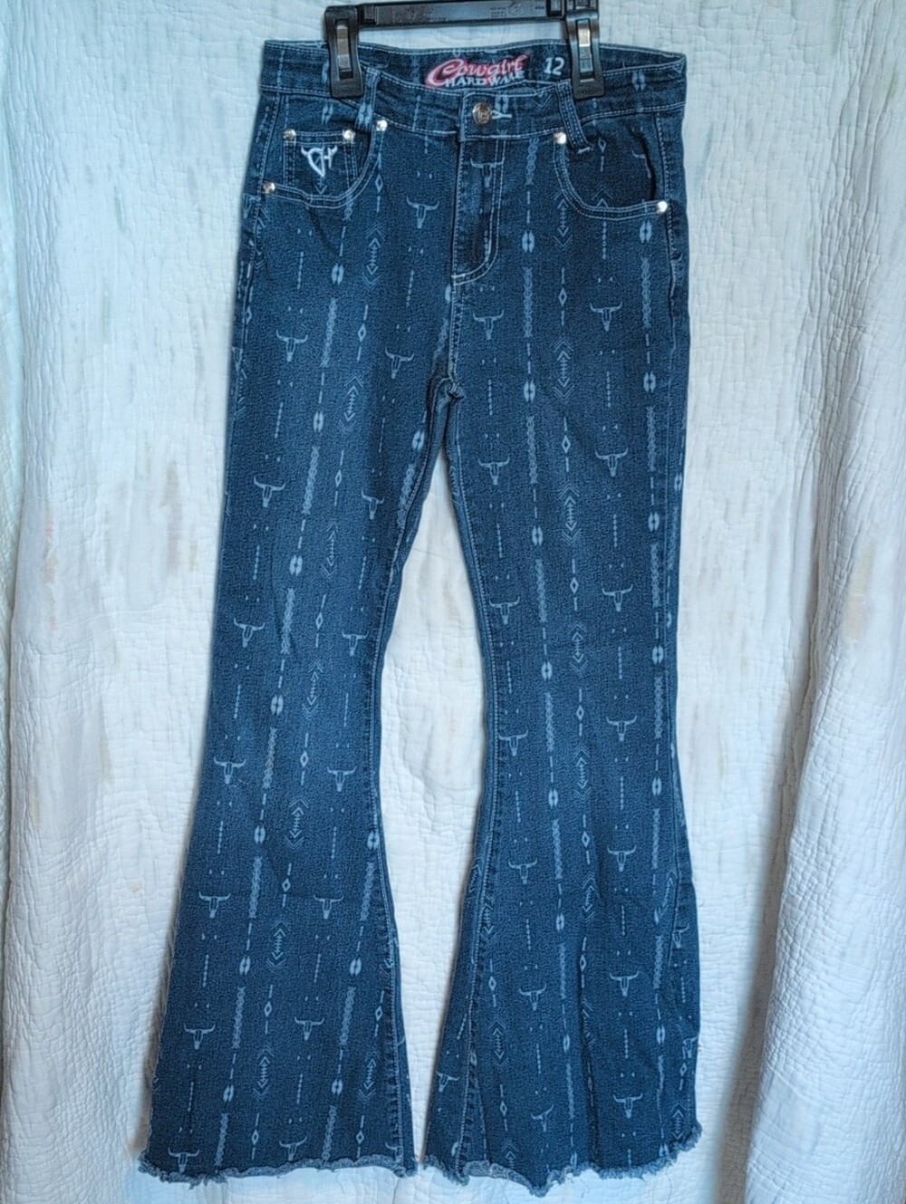 Cowgirl Hardware Jeans with Southwestern Print - Dark Indigo